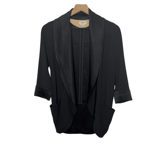 WILFRED | ARITZIA Women's Chevalier Open Front Jacket Satin Black Size 0 - Picture 2 of 16